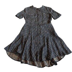 A.L.C. Button-Down Shift Dress 100% Silk Fun Print Short Sleeve Size 4 Women's